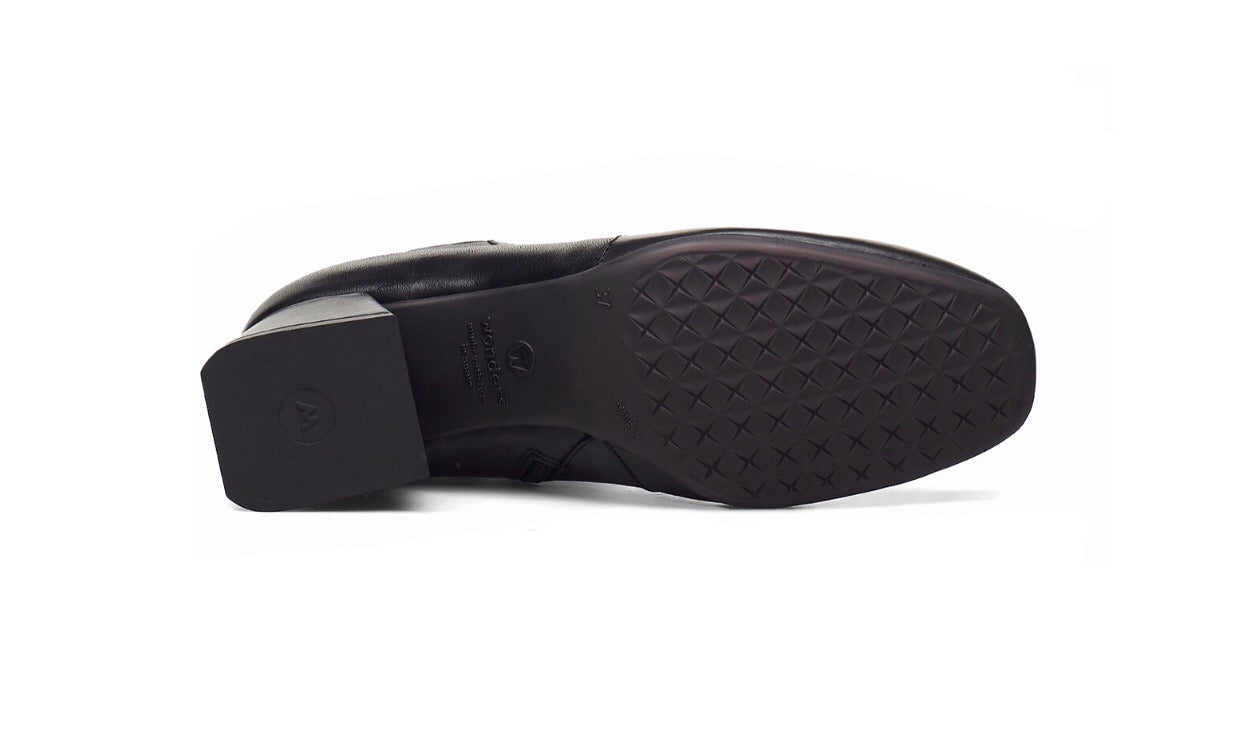 Wonders G-5504 Black Negro Leather Zip Ankle Boot Made In Spain