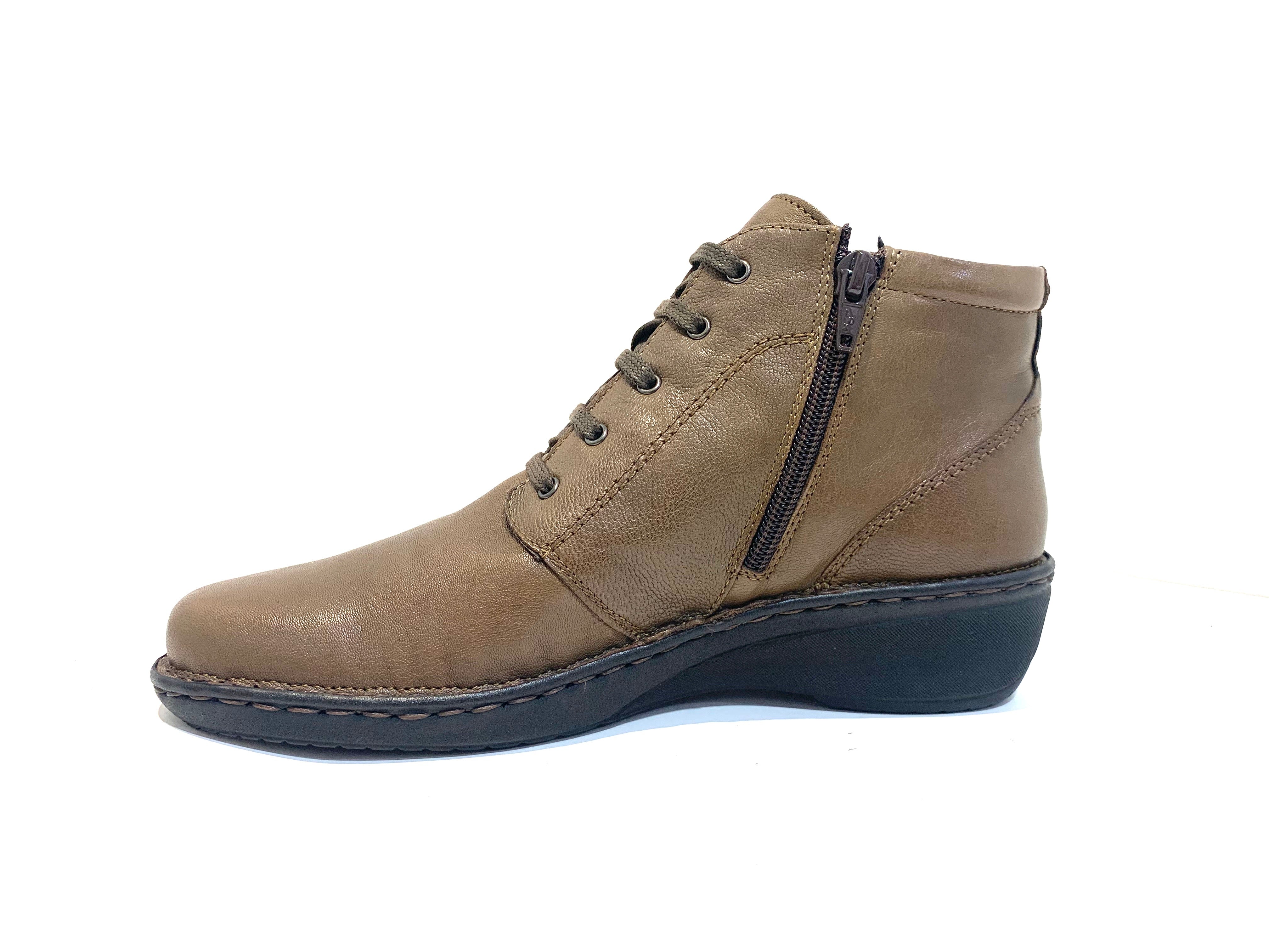 Relax 291-036 Fango Taupe Lace Up Zip Ankle Made In Albania