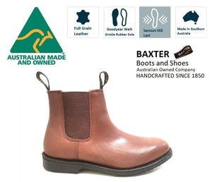 Baxter Patrol Brown Rubber Sole Elastic Sided Made In Australia