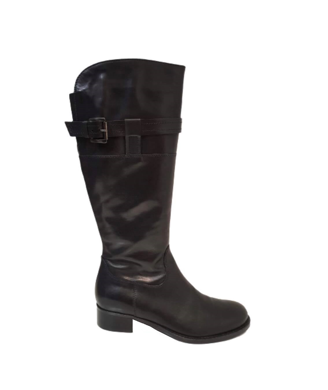 Progetto A011 Black Nero Knee High Zip Boots Made In Italy