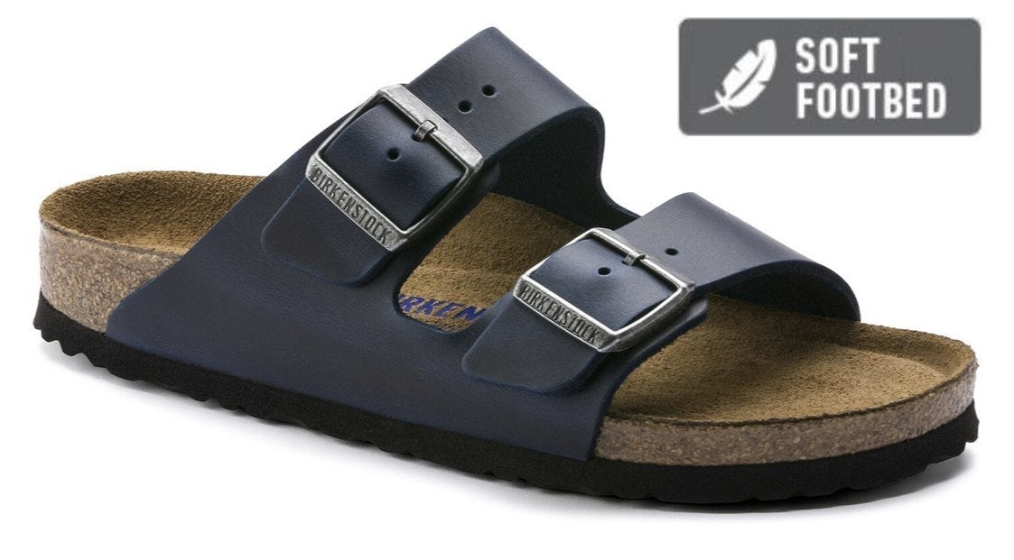 Birkenstock Arizona Blue Oiled Leather Soft Footbed Made In Germany
