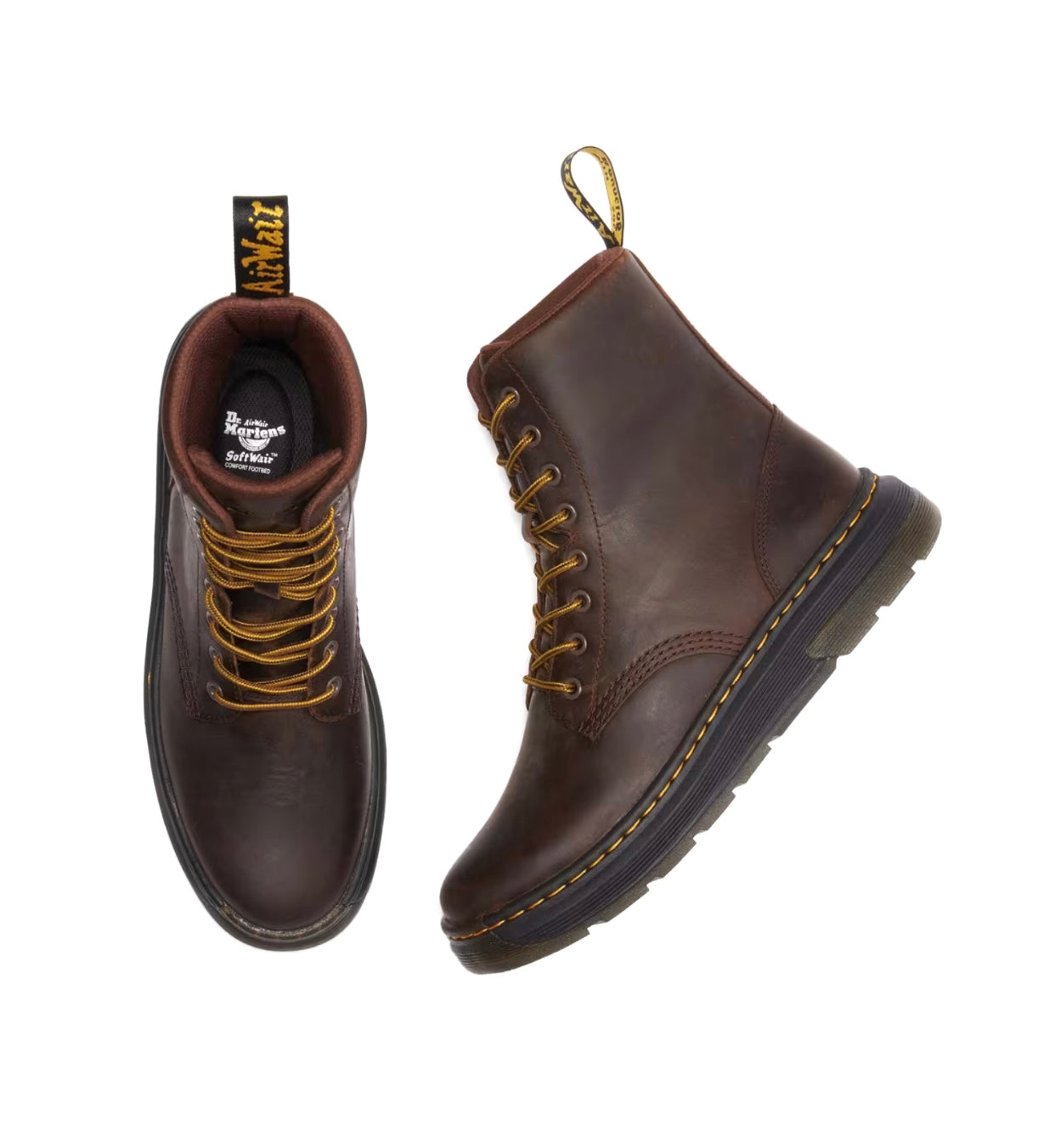 Dr. Martens Crewson Dark Brown Crazy Horse Ankle 8 Eyelet Boot