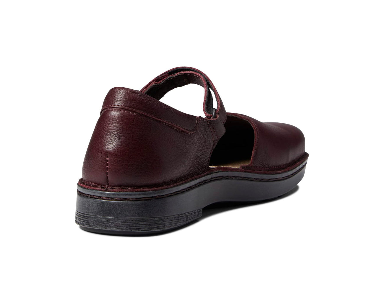 Naot Catania Soft Bordeaux Burgundy Leather Buckle Velcro Mary Jane Shoe Made In Israel