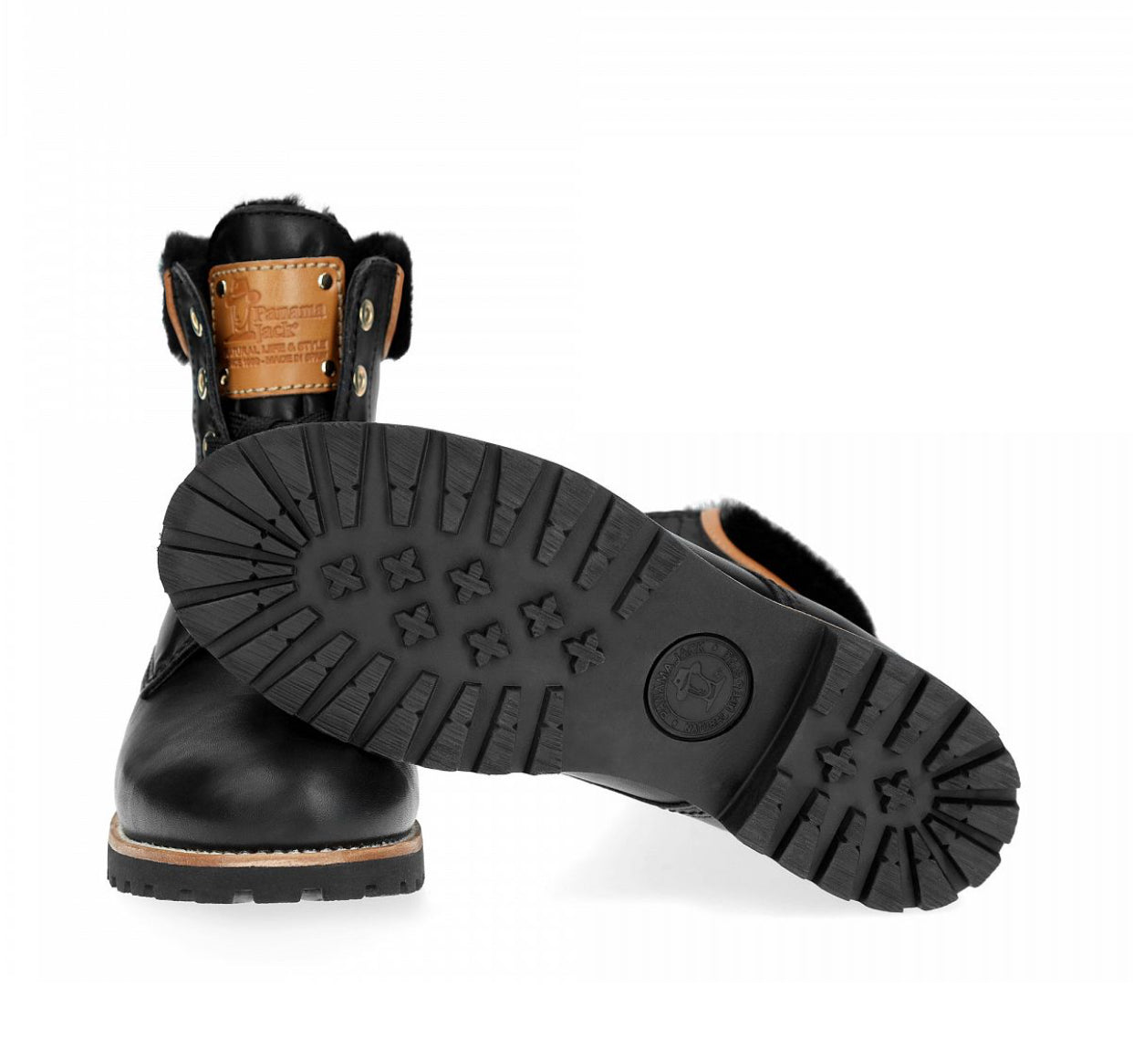 Panama Jack 03 Igloo Trav B2 Black Napa Negro 6 Eyelet Sheepskin Lining Waterproof Ankle Boot Made In Spain