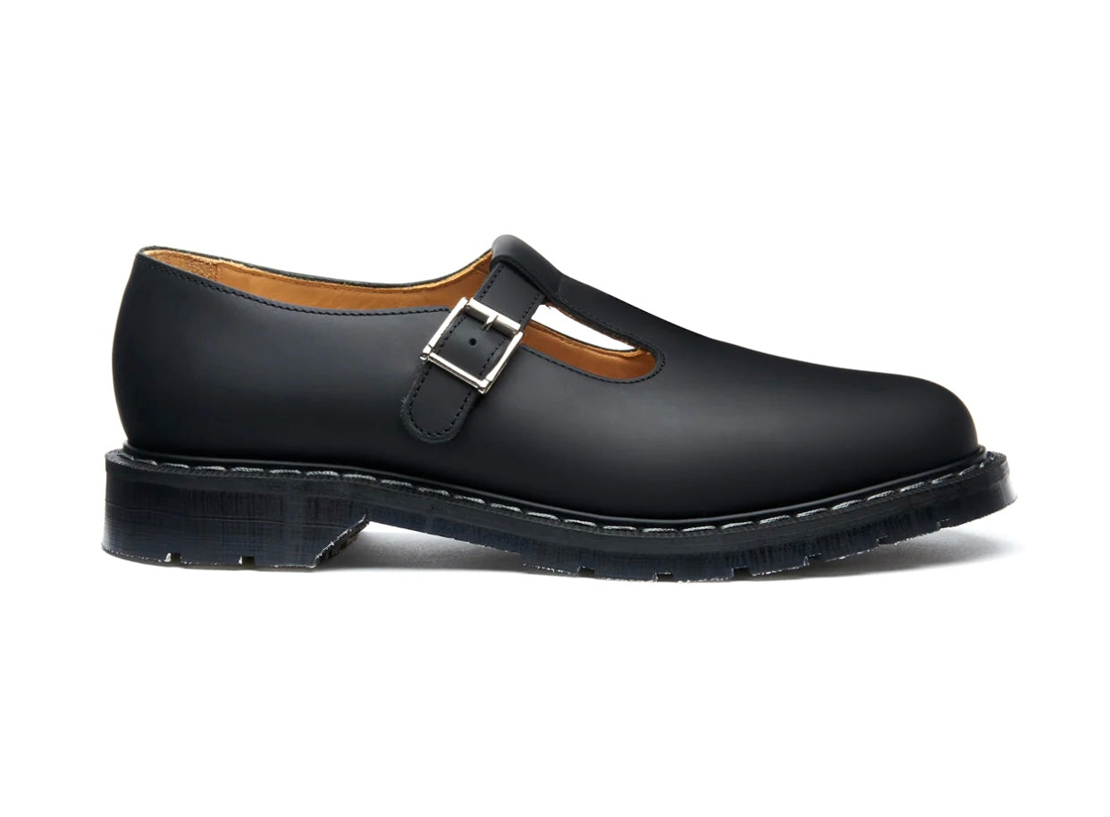 Solovair Black Greasy Mary Jane Shoe Made In England