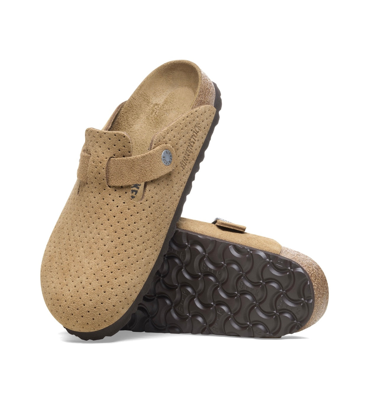 Birkenstock Boston Embossed Dotted New Beige Suede Made In Germany