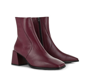 Wonders H-4352 Burgundy Isy Vino Leather Zip Ankle Boot Made In Spain