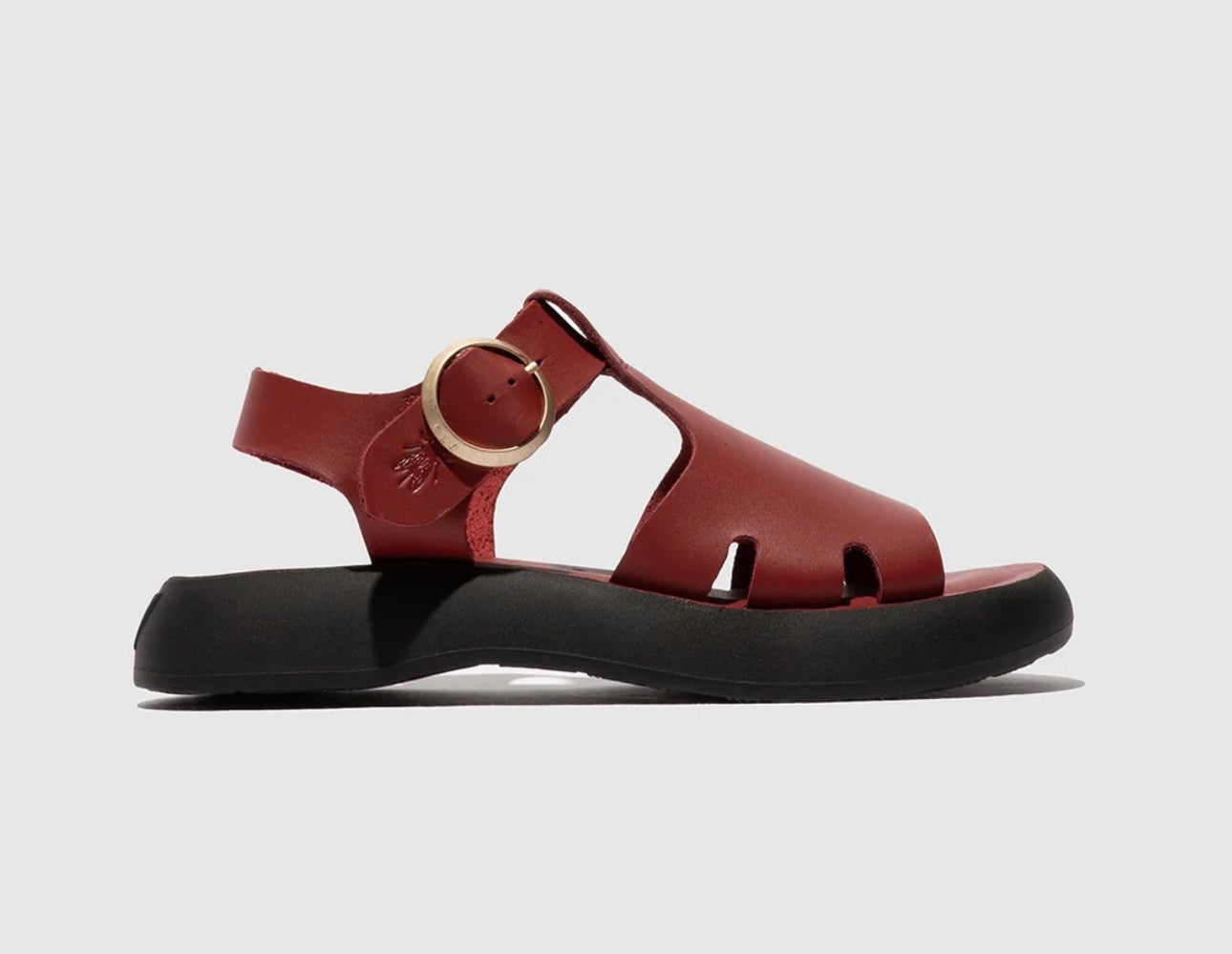 Fly London Bady281Fly Intense Rust Red Brooklyn Leather Open Toe Sandal Made In Portugal