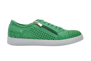 Cabello Comfort EG17 Apple Green Perforated 6 Eyelet Zip Shoe Made In Turkey