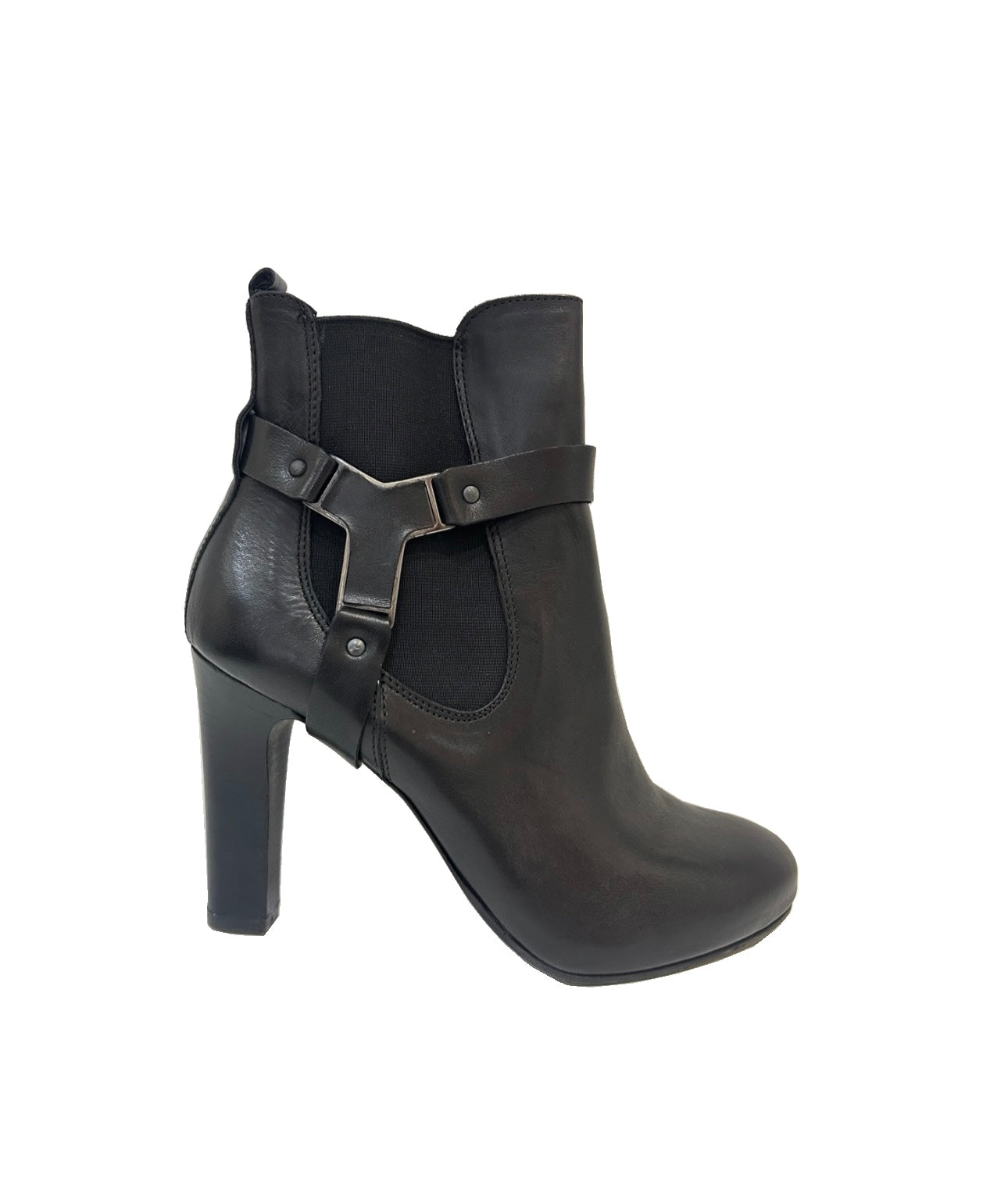 Progetto H215 Light Nero Black Elastic Sided Ankle Strap Boot Made In Italy