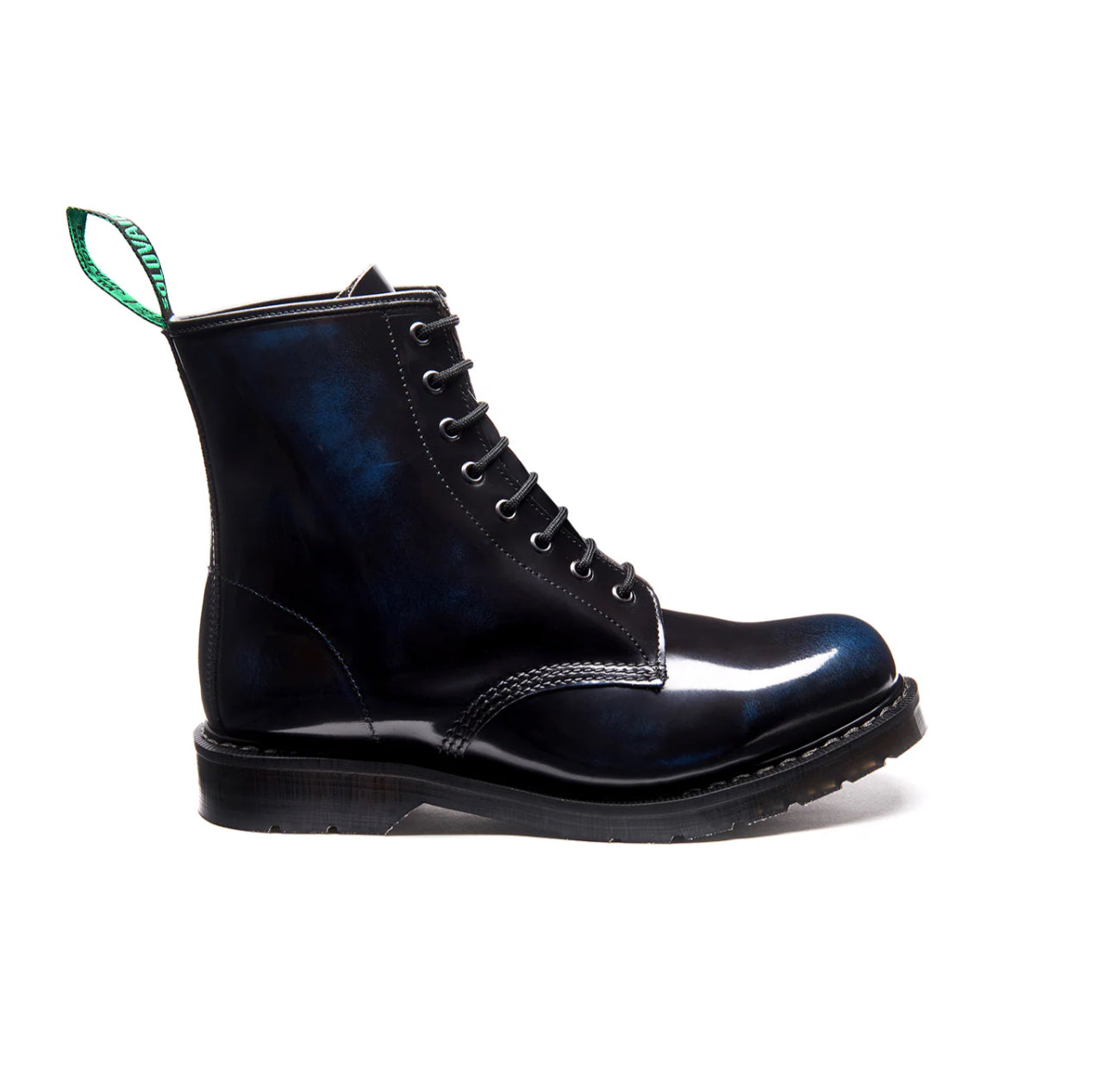 Solovair Navy Blue Rub Off 8 Eyelet Boot Made In England
