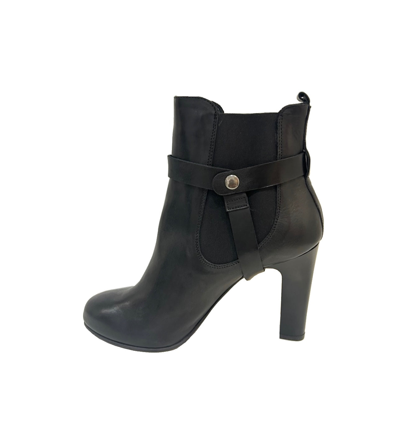 Progetto H215 Light Nero Black Elastic Sided Ankle Strap Boot Made In Italy