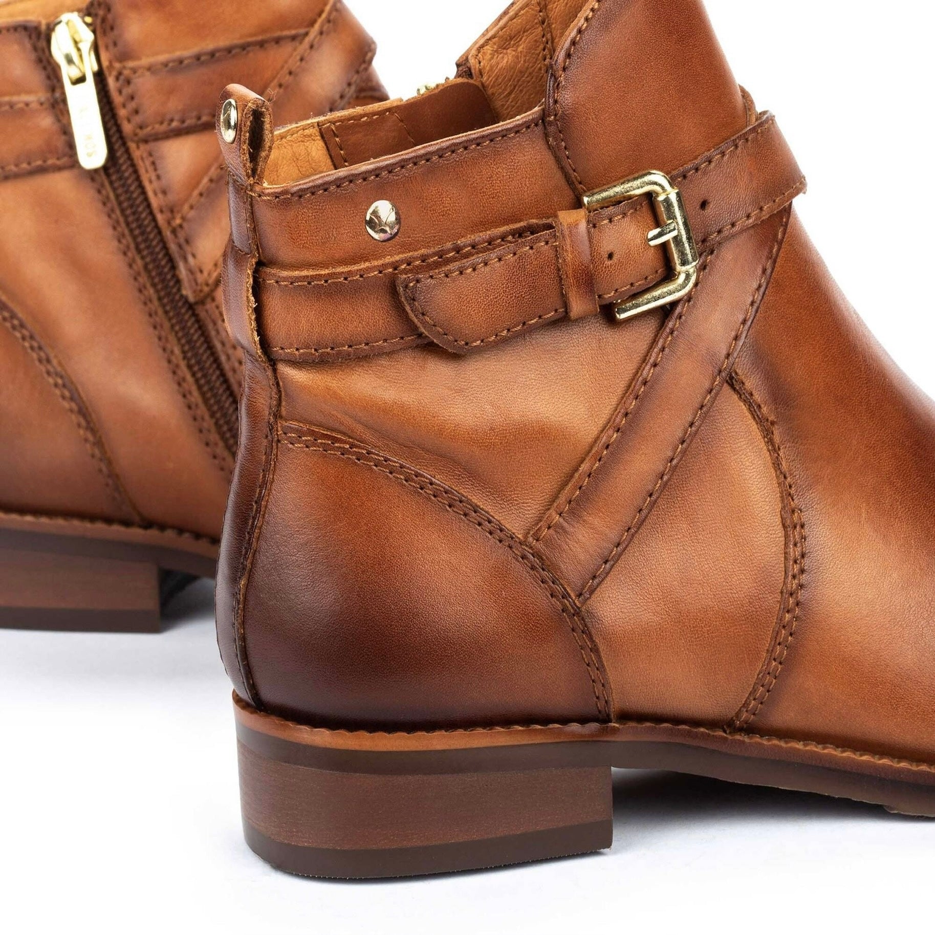 Pikolinos Royal W4D-8614 Brandy Light Tan Buckle Zip Ankle Boot