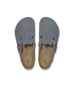 Birkenstock Boston Basalt Gray Blue Grey Suede Soft Footbed Made In Germany