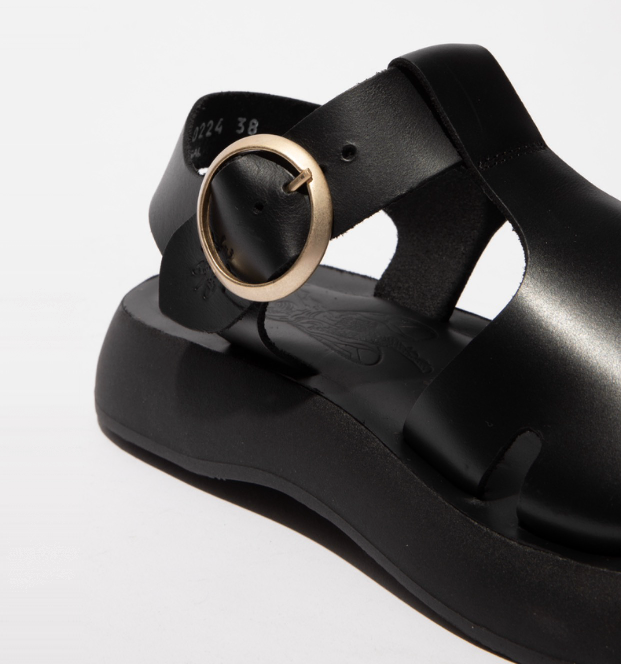 Fly London Bady281Fly Black Bridle Leather Open Toe Sandal Made In Portugal