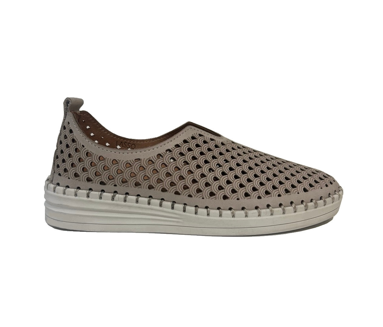 Sala Europe Lasso Silver Grey Perforated Leather Slip On Shoe Made In Turkey