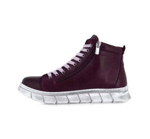 Cabello Comfort Uki Purple 9 Eyelet Zip Ankle Boot Made In Turkey