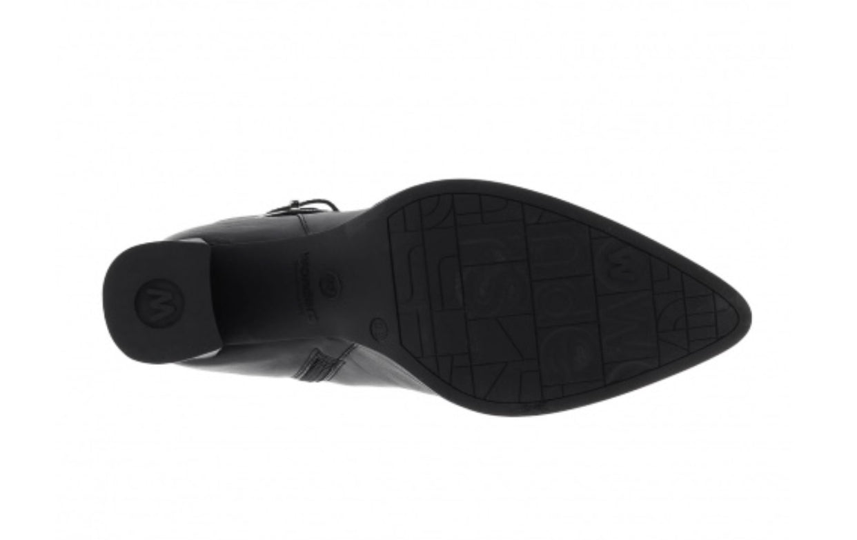 Wonders M-5402 Black Bora Negro Leather Buckle Mid Calf Zip Boot Made In Spain