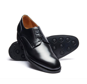 Solovair NPS Essentials 380-115 Cameron Black Hi-Shine 4 Eyelet Rubber Sole Shoe Made In England