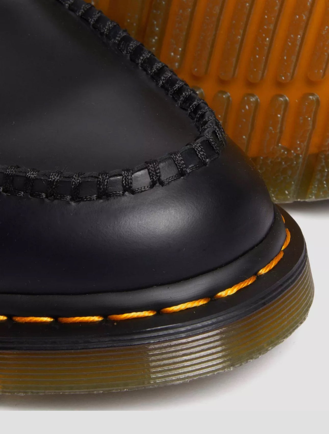 Dr. Martens Penton Black Smooth Leather Yellow Stitch Loafer Shoe