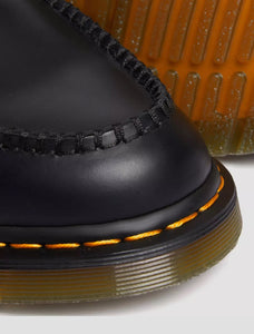 Dr. Martens Penton Black Smooth Leather Yellow Stitch Loafer Shoe