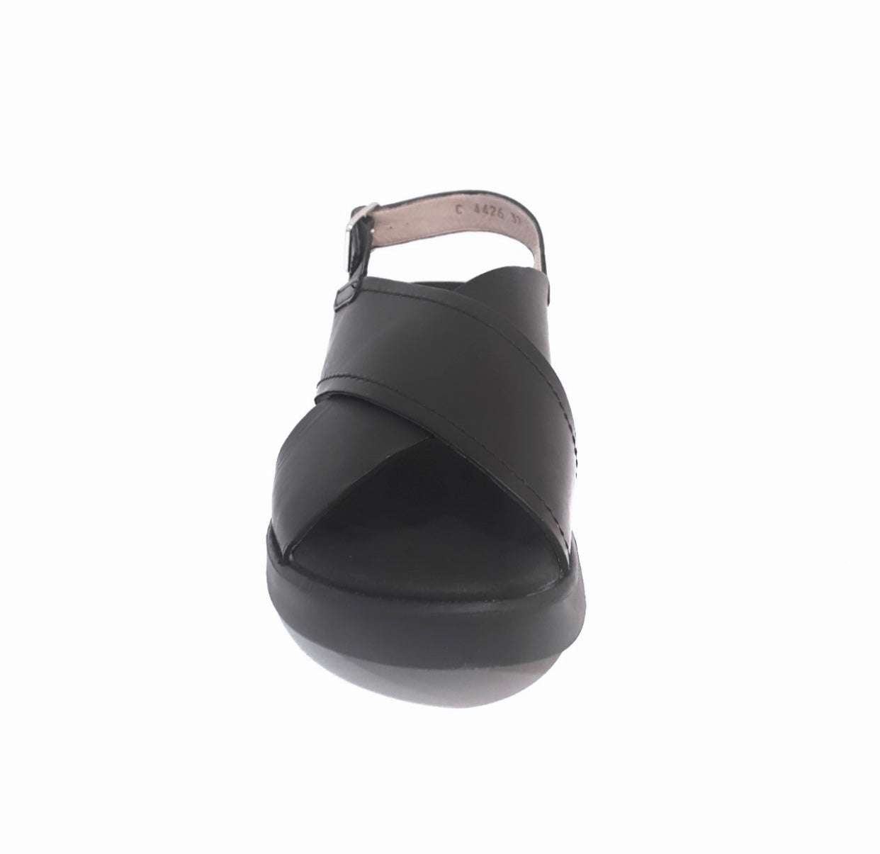 Wonders C-4426 Black Negro Pergamena Leather Cross Over Straps Sandals Made In Spain