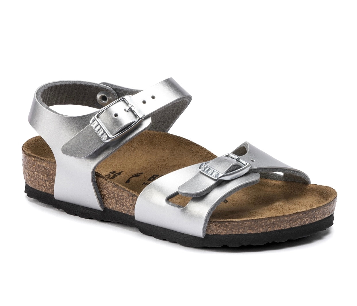 Birkenstock Rio Kids Electric Metallic Silver Birko-Flor Made In Germany