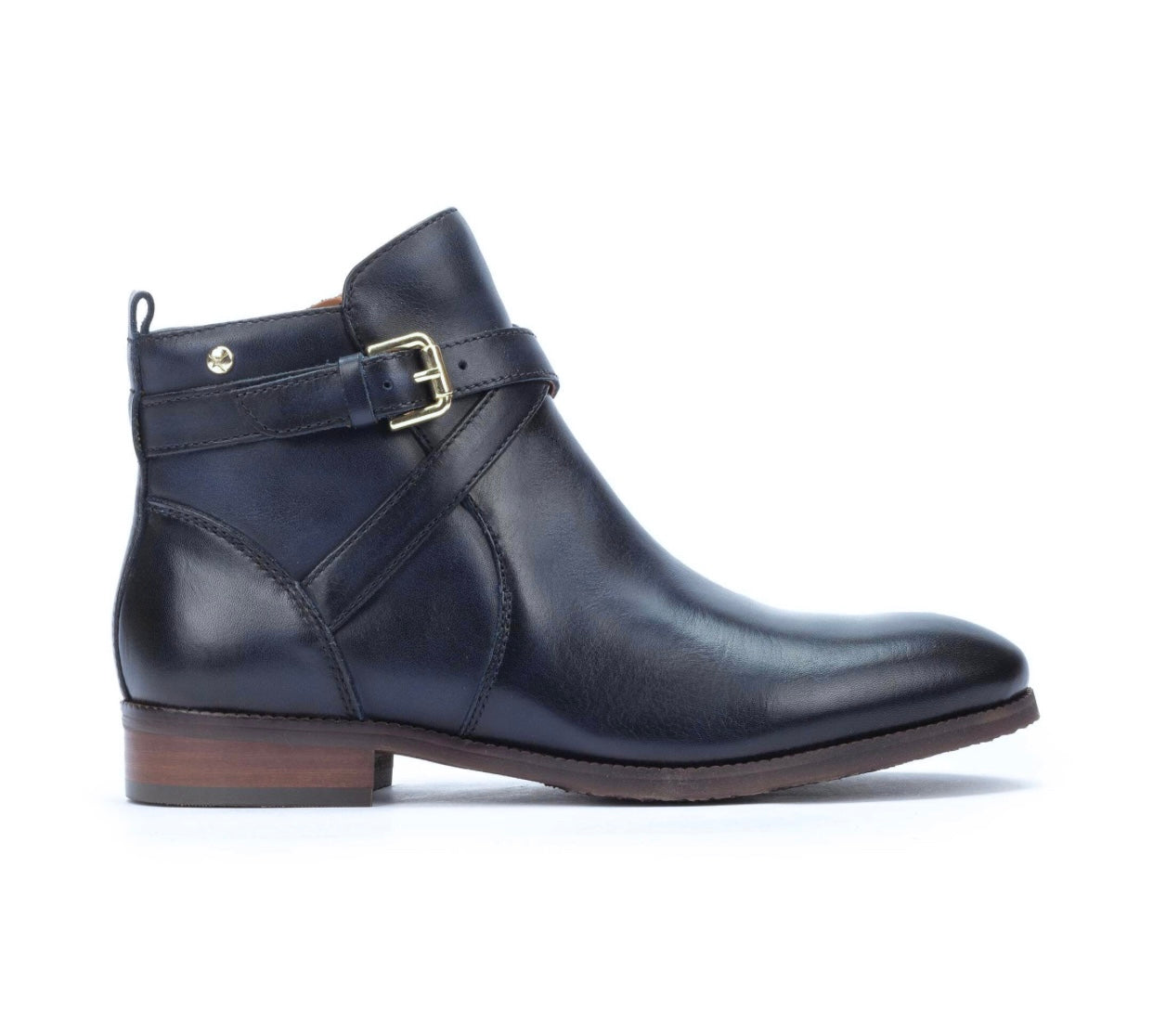Pikolinos Royal W4D-8614 Space Navy Blue Buckle Zip Ankle Boot Made In Spain