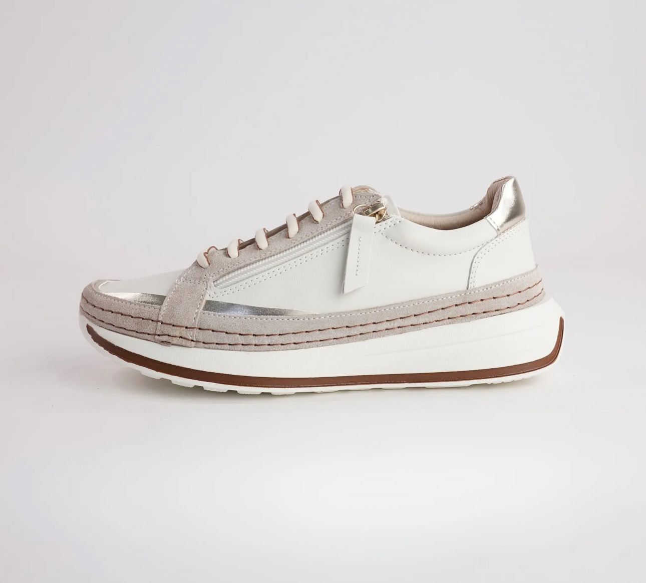 Sala Europe Vogue Crema Leather 6 Eyelet Zip Sneaker Shoe Made In Turkey