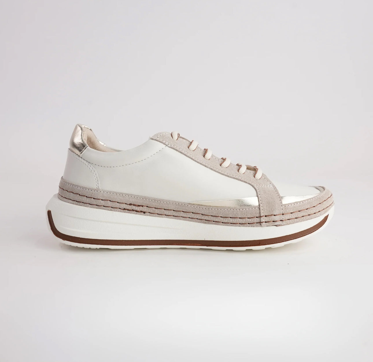 Sala Europe Vogue Crema Leather 6 Eyelet Zip Sneaker Shoe Made In Turkey