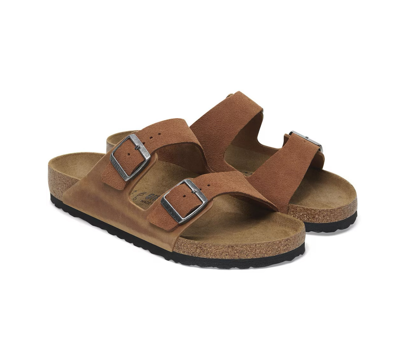 Birkenstock Arizona Cognac Suede Oiled Mixed Leather Made In Germany