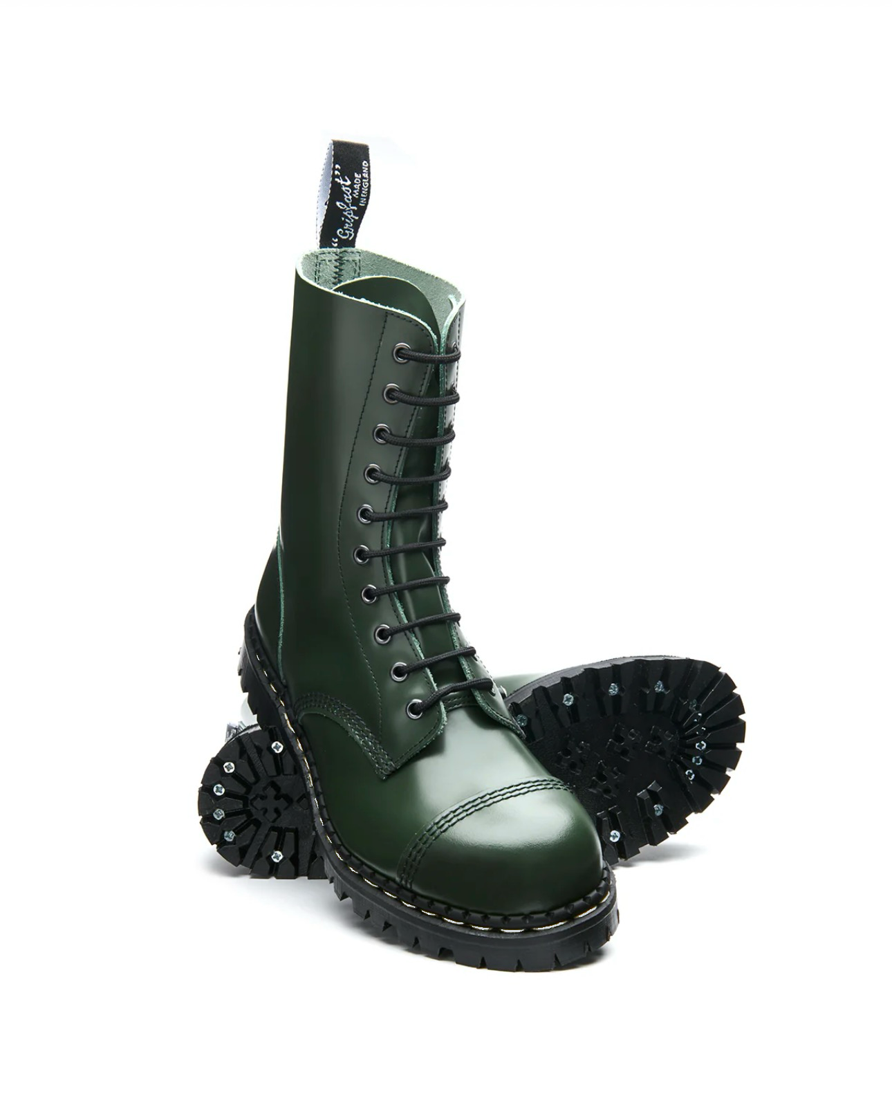 Gripfast Green Hi Shine Steel Toe 10 Eyelet Boot Made In England