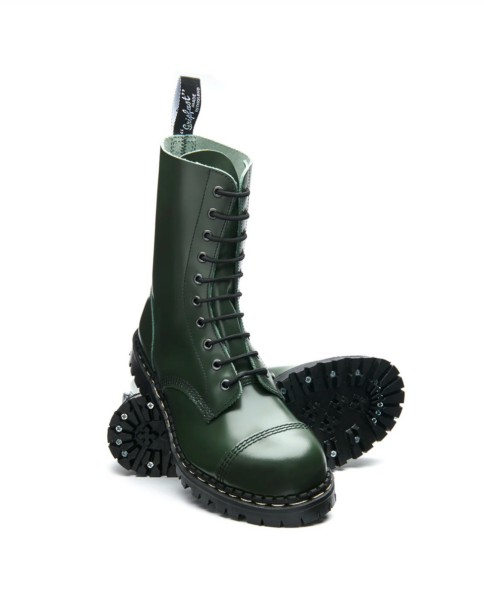 Gripfast Green Hi Shine Steel Toe 10 Eyelet Boot Made In England ...