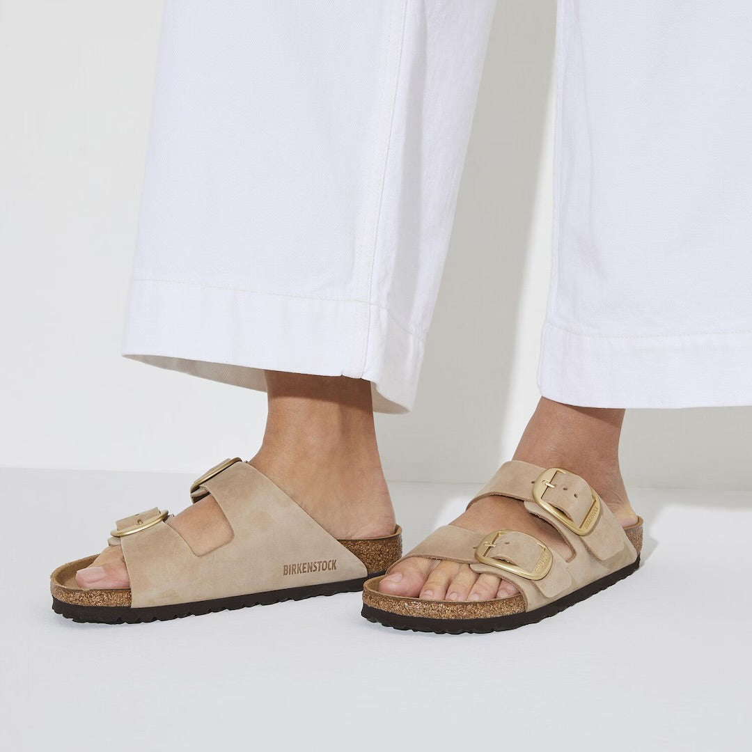Birkenstock Arizona Big Buckle Sandcastle Taupe Nubuck Leather Made In Germany