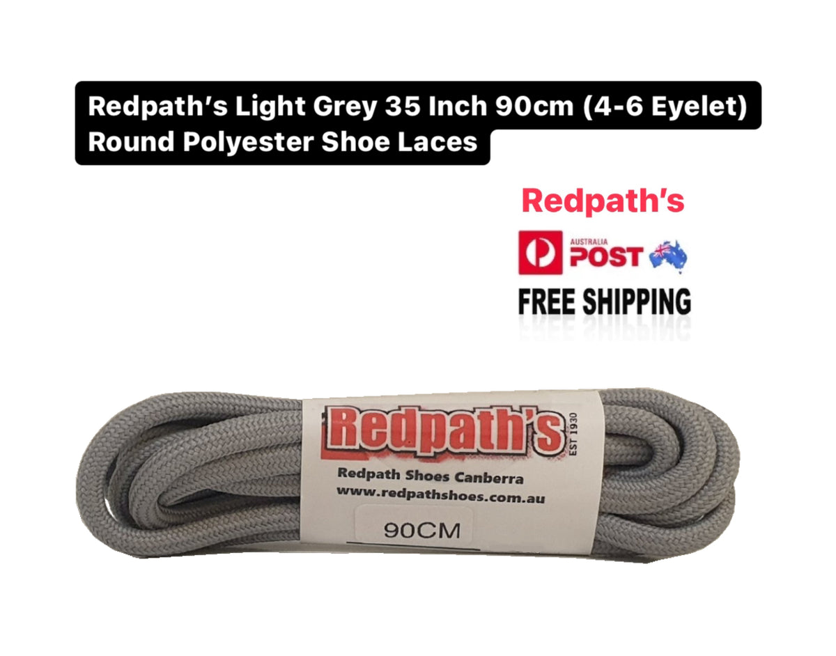 Redpath’s Light Grey 35 Inch 90cm (4-6 Eyelet) Round Polyester Shoe La ...