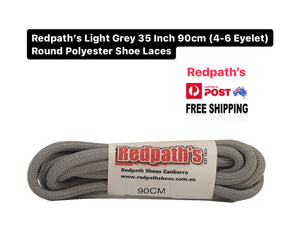 Redpath’s Light Grey 35 Inch 90cm (4-6 Eyelet) Round Polyester Shoe Laces