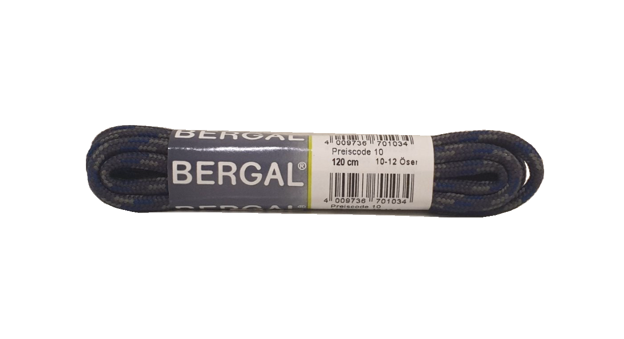 Bergal Blue Grey 47 Inch 120cm (6-8 Eyelet) Hiking Polyester Round Shoe Laces Made In Germany