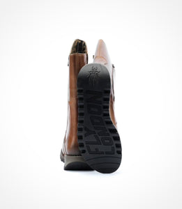 Fly London Mes 2 Camel Light Tan Rug Leather Zip Mid Calf Wedge Boots Made In Portugal