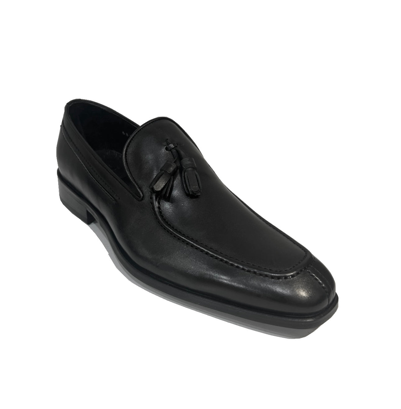 Brando 6832 Black Leather Tassel Slip On Dress Shoe Made In Brazil