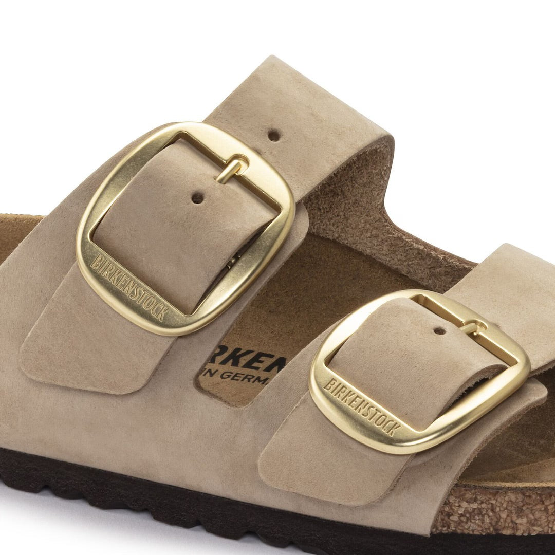 Birkenstock Arizona Big Buckle Sandcastle Taupe Nubuck Leather Made In Germany