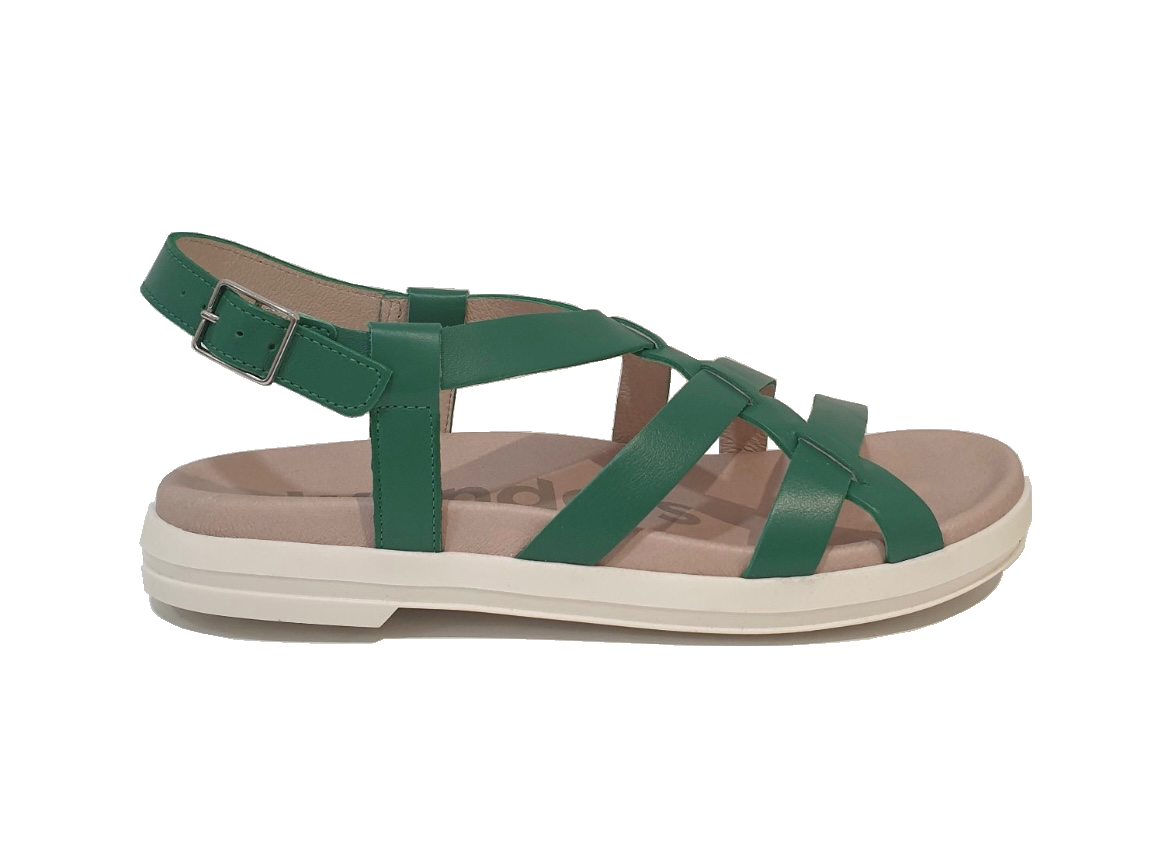 Wonders B-7433 Jade Green Iseo V Toni Leather Buckle Sandal Made In Spain