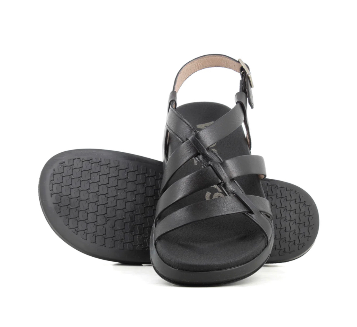 Wonders B-7433 Black Iseo V Negro Toni Leather Buckle Sandal Made In Spain