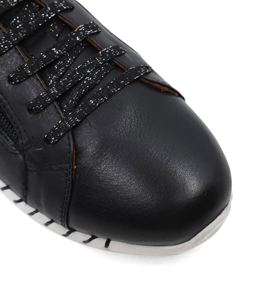 Sala Europe Bibi Black 7 Eyelet Zip Shoe Made In Turkey