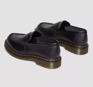 Dr. Martens Penton Black Smooth Leather Yellow Stitch Loafer Shoe