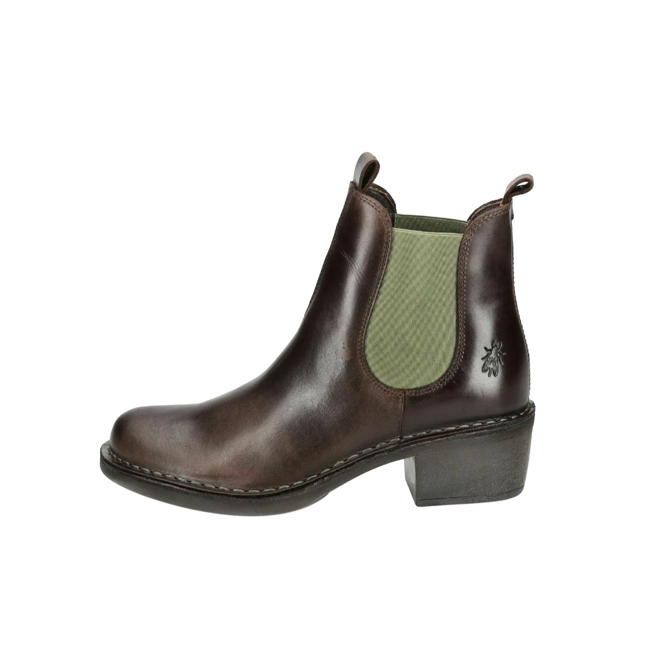 Fly London Meme030Fly Dark Brown Green Ankle Chelsea Boots Made In Portugal
