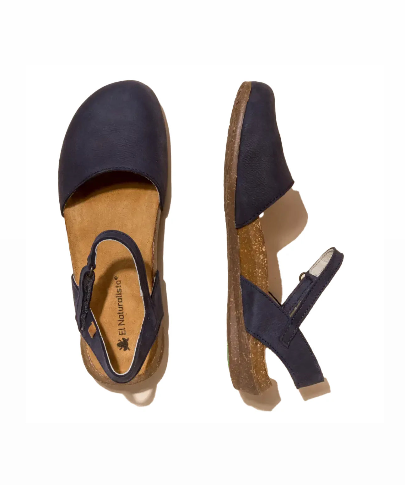 El Naturalista N412 Ocean Navy Blue Wakataua Pleasant Leather Flats Sandals Made In Spain