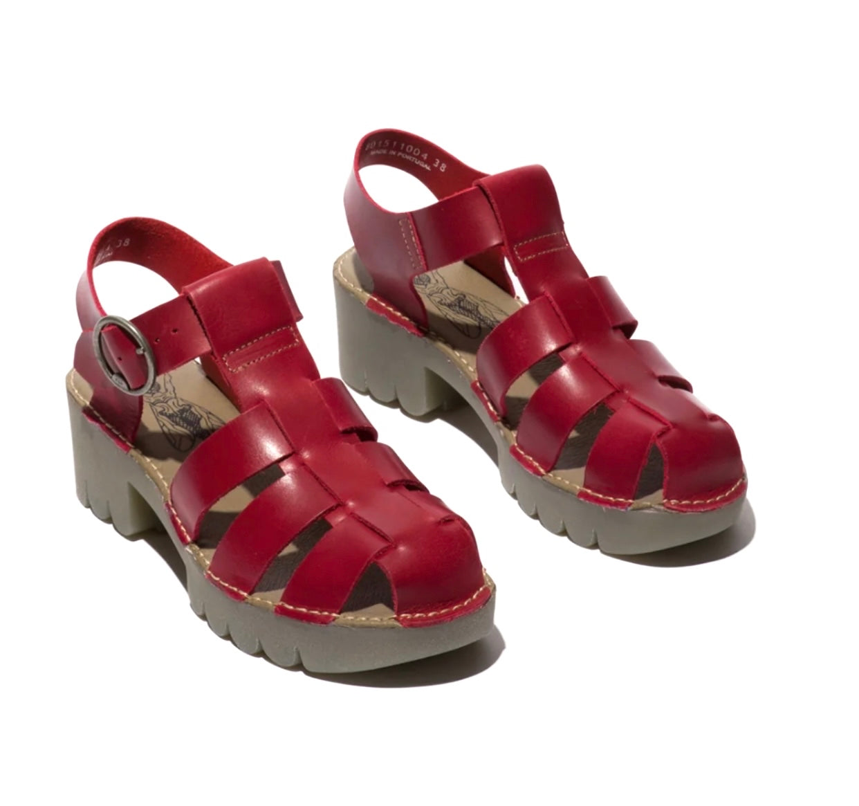 Fly London Emme511Fly Red Bridle Sandal Made In Portugal