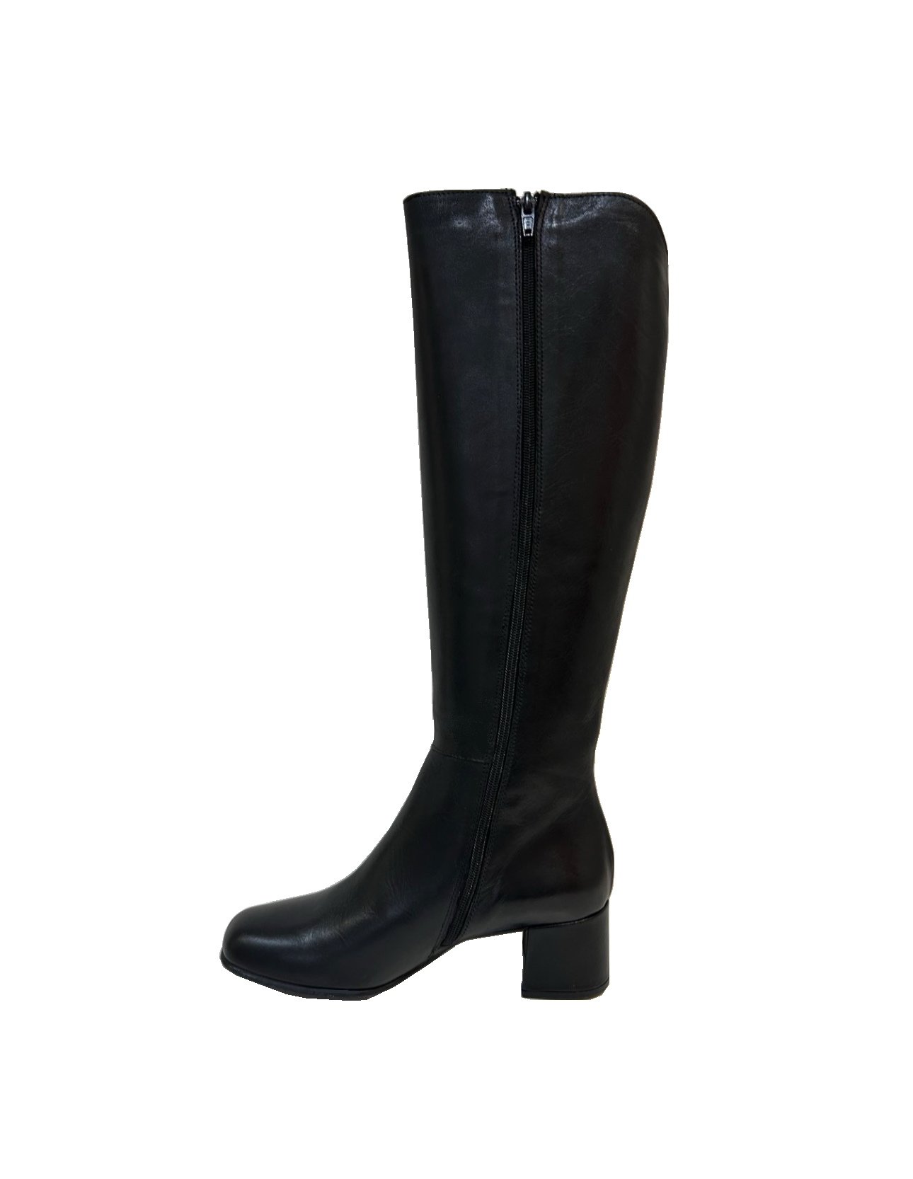 Progetto T210 Black Toffy Nero Knee High Zip Boot Made In Italy