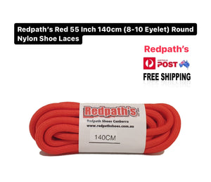 Redpath’s Red 55 Inch 140cm (8-10 Eyelet) Round Nylon Shoe Laces