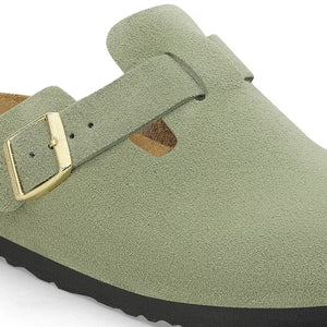 Birkenstock Boston Green Tea Suede Soft Footbed Made In Germany